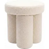 FineBuy Sitzhocker Teddy Stoff 40cm Creme Stoffhocker Rund Polsterhocker Beistellhocker