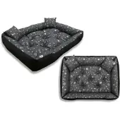 AIO Factory Hundebett Laufstall 115x95 cm wasserfest silberne Knochen