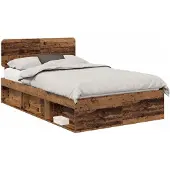 vidaXL Bettrahmen Altholz 135 x 190 cm Massives Kiefernholz