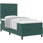 vidaXL Boxspringbett mit Kopfteil Dunkelgrün 90 x 190 cm Samt