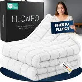 Aktiv shop GmbH ELONEO Gewichtsdecke Fleece, Sherpa, Kuscheldecke mit gleichmäßige Gewichtsverteilung, Weighted Blanket, 135x200cm, 9kg, Weiß