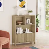 En.casa Highboard 'Lukkodso' Kommode 103 x 80 x 28 cm Sideboard mit 2 Türen und 5 Fächern Eicheoptik, rustikal