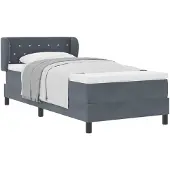 vidaXL Boxspringbett mit Kopfteil Dunkelgrau 90 x 200 cm Samt