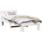 vidaXL Bettrahmen mit Kopfteil Weiß 80 x 200 cm Massives Kiefernholz