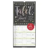 Sonstige Verlage Familienkalender 2027 Tafel Timer mit 4 Spalten im Kreidetafel-Design