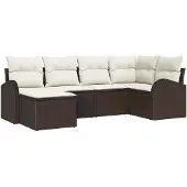vidaXL Gartensofa-set 6 stk. Braun Poly-Rattan