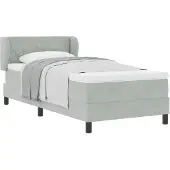 vidaXL Boxspringbett mit Kopfteil Hellgrau 90 x 190 cm Samt