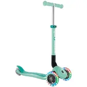 Globber JUNIOR FOLDABLE LIGHTS – Tretroller, 120/80 mm, ABEC 9, 3-rädrig, LED-Leuchtrollen, mint