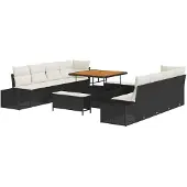 vidaXL Gartensofa-set 11 Stk. Schwarz Poly-Rattan