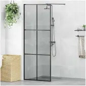 vidaXL Walk-in Duschwand Schwarz 80 x 195 cm Gehärtetes Glas