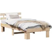 vidaXL Bettrahmen mit Kopfteil Natur 75 x 190 cm Massives Kiefernholz