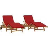 vidaXL Sonnenliege 2 pcs Rot 200 x 67 x 84 cm Massivholz Akazie