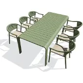 DCB Groupe 6-sitzige Garten-Essgruppe aus olivgrünem Aluminium