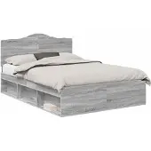 vidaXL Bettrahmen Sonoma-Grau 150 x 200 cm Massives Kiefernholz