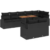 vidaXL Garten-Sofa-Set 9 Stk. Schwarz