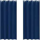 vidaXL Verdunkelungs-Vorhänge mit Ringen 2 pcs Dunkelblau 260 x 140 cm