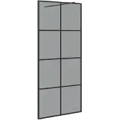 vidaXL Walk-in Duschwand Schwarz 90 x 195 cm Gehärtetes Glas