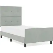 vidaXL Boxspringbett mit Kopfteil Hellgrau 90 x 200 cm Samt