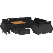 vidaXL Garten-Sofa-Set 13 stk. 13-Sitzanzahl Schwarz
