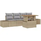 vidaXL Gartensofa-set 5 Stk. Beige und Grau
