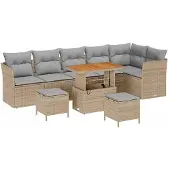 vidaXL Gartensofa-set 8 stk. Beige Poly-Rattan