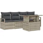 vidaXL Gartensofa-set 5 Stk. 4-Sitzanzahl Leicht Poly-Rattan