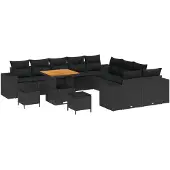 vidaXL Gartensofa-set 13 stk. Schwarz Poly-Rattan