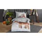 Muller Textil Good Morning Kinderbettwäsche "haflinger Pferd in de Schnee" - Multi - (140x200/220 cm) - Baumwolle Flanell