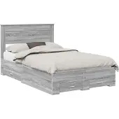 vidaXL Bettrahmen Graues Sonoma 120 x 190 cm Holzwerkstoff