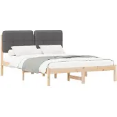 vidaXL Bettgestell mit gepolstertem Kopfteil Dunkelgrau 160 x 200 cm