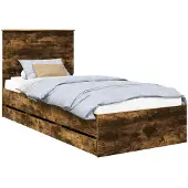 vidaXL Bettrahmen Geräucherte Eiche 75 x 190 cm Ingenieurs Holz