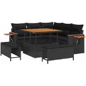 vidaXL Gartensofa-set 8 stk. Schwarz Poly-Rattan