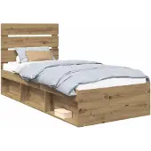 vidaXL Bettrahmen Kunsthandwerk Eiche 90 x 190 cm Massives Kiefernholz