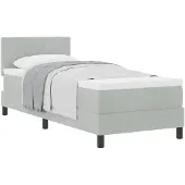 vidaXL Boxspringbett mit Matratze Hellgrau 80 x 200 cm Samt