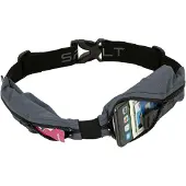 Spibelt Dual Pocket Pro Laufgürtel für Erwachsene, erweiterbare Taschen, verstellbare Taille, kein Hüpfen, Anthrazit mit schwarzem Reißverschluss