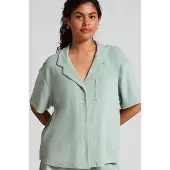 Hunkemoller Button-up-Hemd mit Handtuch-Textur Grün