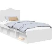vidaXL Bettrahmen mit Kopfteil Weiß 100 x 200 cm Massives Kiefernholz