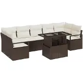 vidaXL Gartensofa-set 8 stk. 7-Sitzanzahl Braun und Creme Poly-Rattan