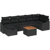 vidaXL Gartensofa-set 8 stk. Schwarz Poly-Rattan
