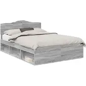 vidaXL Bettrahmen Graues Sonoma 160 x 200 cm Massives Kiefernholz