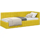 vidaXL Eckbettgestell mit Kopfteil Gelb 80 cm x 200 cm Samt