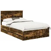 vidaXL Bettrahmen Geräucherte Eiche 135 x 190 cm Ingenieurs Holz