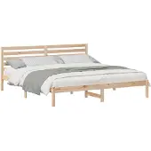 vidaXL Bettrahmen mit Kopfteil Braun 200 x 200 cm Massives Kiefernholz