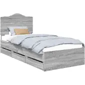 vidaXL Bettrahmen Graues Sonoma 90 x 190 cm Ingenieurs Holz