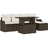 vidaXL Gartensofa-set 6 Stk. Braun [Synthetisch]: Polyrattan