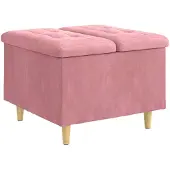 vidaXL Aufbewahrungsottomane mit Kissen Rosa 60 x 60 x 45 cm Samt