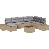 vidaXL Garten-Sofa-Set 8 stk. Beige und Hellgrau Poly-Rattan