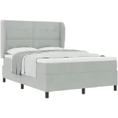 vidaXL Boxspringbett mit Kopfteil Hellgrau 200 x 140 cm Samt