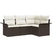 vidaXL Gartensofa-set 4 Stk. Braun Poly-Rattan