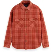 Scotch & Soda Washed Denim Checked Overshirt Red Check Größe: L | Casual hemden Outlet | Herren | Blau